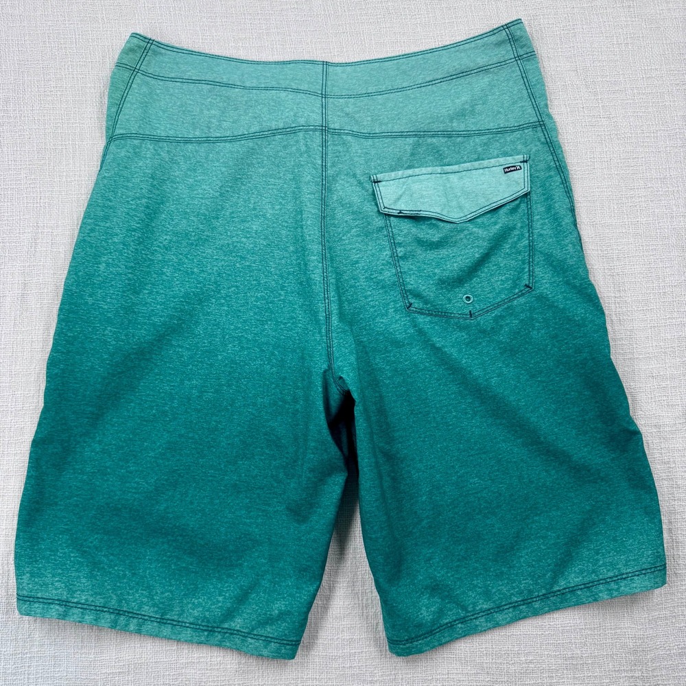 Hurley Block Party Board Shorts Mens 32 Green Heathered Swim Trunks Buckle - Picture 5 of 8